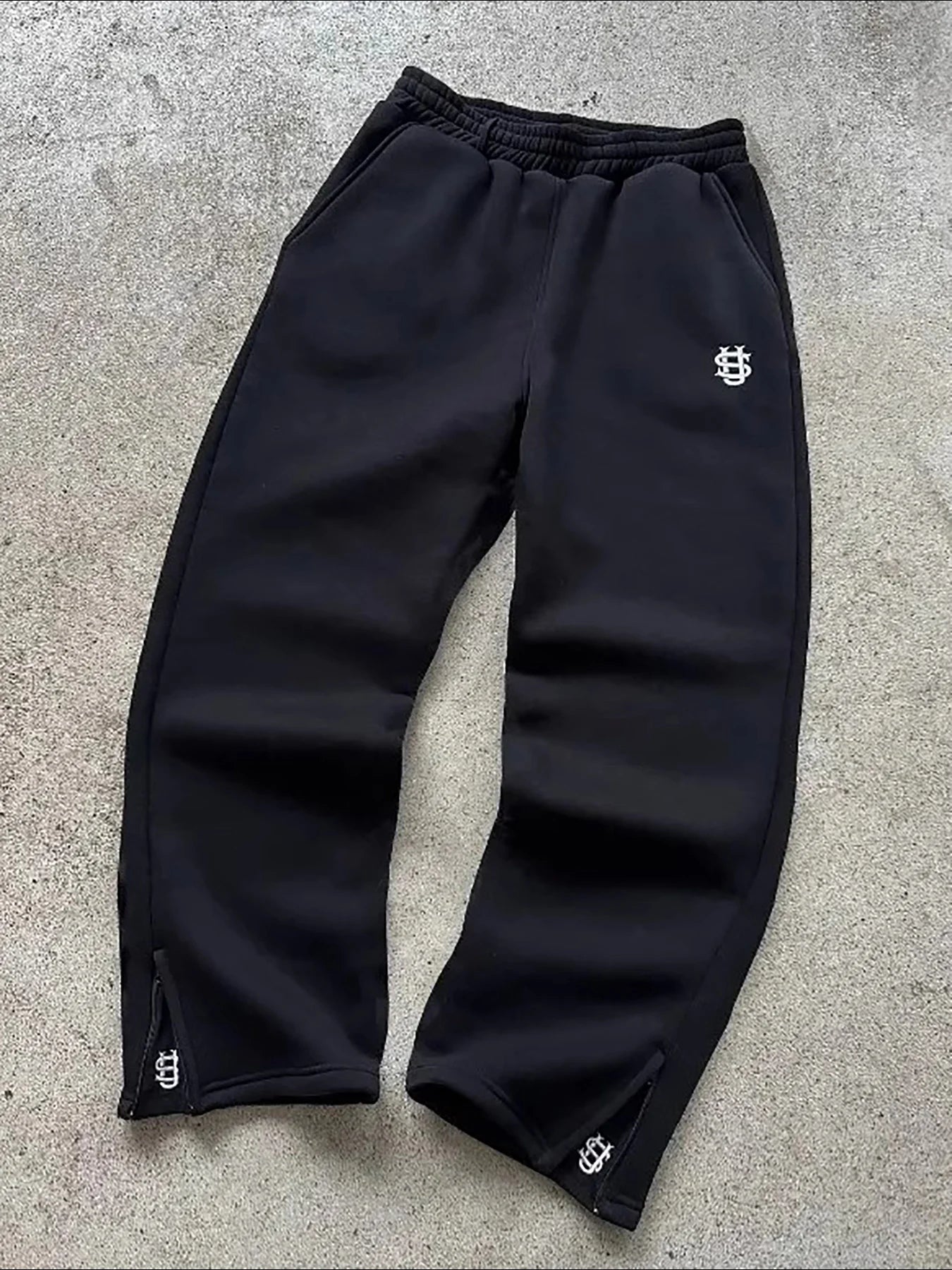 New Y2K Pants Personalized Pant Leg Zipper Embroidery Hip Hop Casual Joggers Men Pants Retro Straight Pants Tracksuit Streetwear