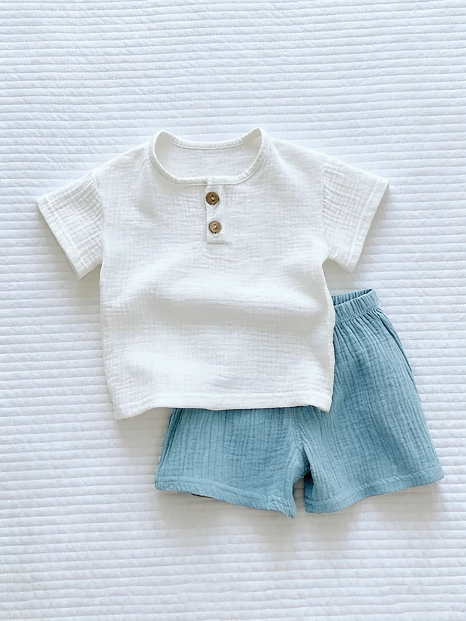 Baby Organic Cotton Top & Shorts Set – Solid Color 2-Piece Summer Outfit Ages 1–6