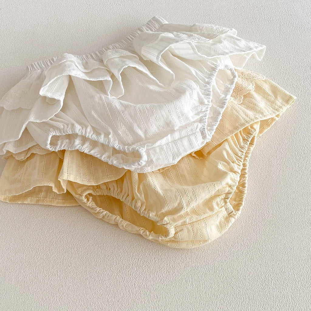Baby Girls Ruffles Lace Skirt Shorts Kids Embroidery Pettiskirt Toddler Tutu Skirt Infant Bloomers Cake Layeres PP Shorts 0-3t