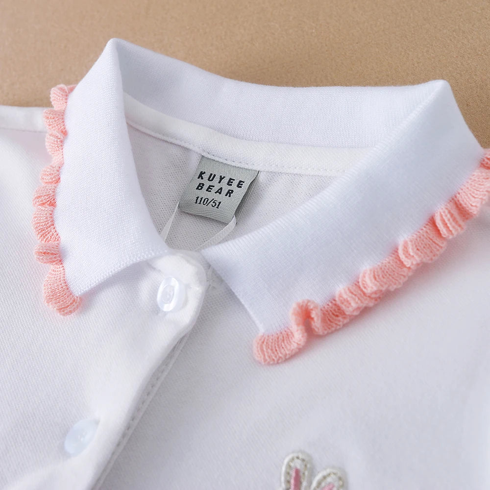 Girls Polo Short Sleeve T-Shirt – Cotton Turn-Down Collar Top Ages 3–12