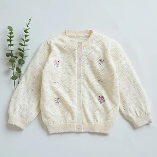 Kids Cartoon Print Knit Cardigan Coat – Casual Long Sleeve Sweater Jacket