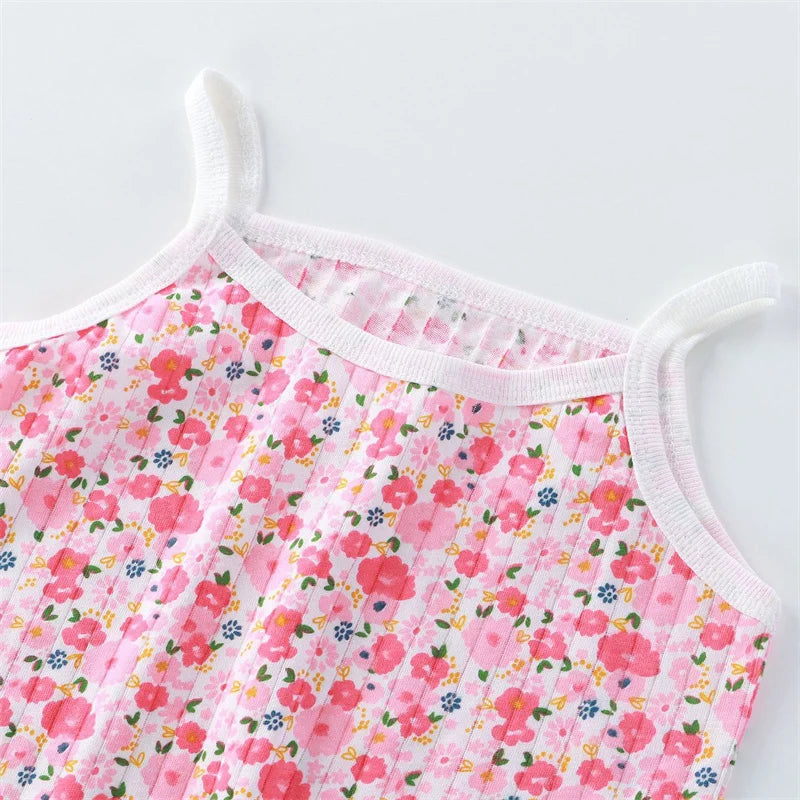 Girls Sleeveless Vest & Shorts Loungewear Set – Thin Cotton Summer 2-Piece