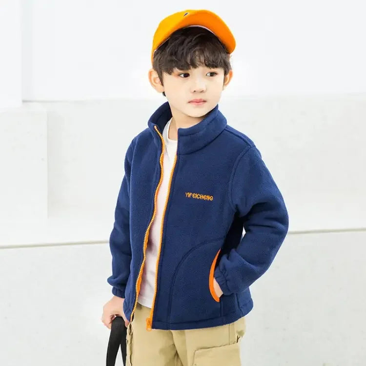 Kids Hooded Double Fleece Zip Jacket – Windproof Warm Coat Ages 2–14