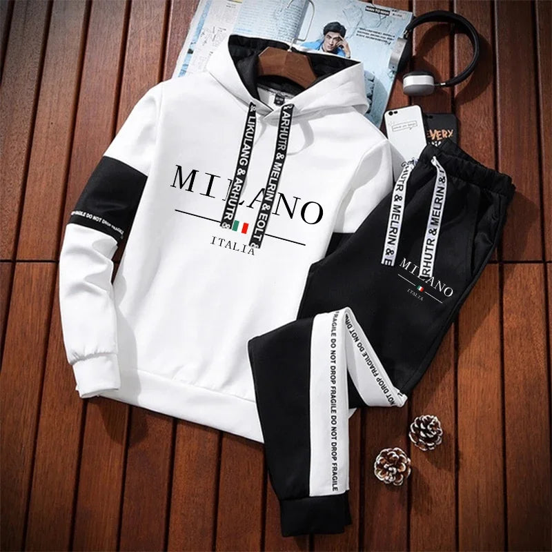 Men's Print Hoodie & Jogging Pants Tracksuit – Casual Autumn Winter Sportswear