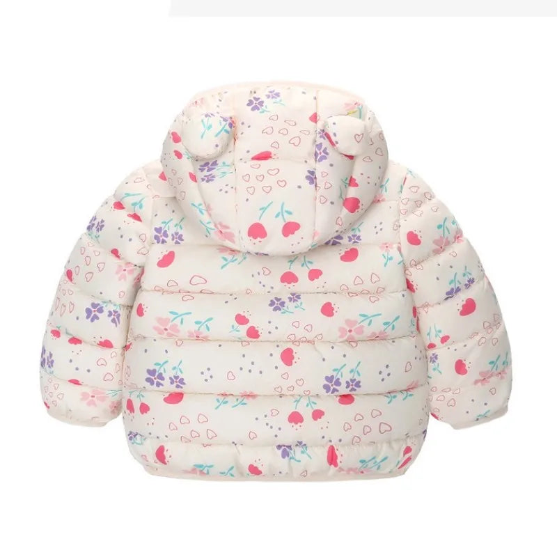 Kids Cartoon Dinosaur Hooded Warm Jacket – Lightweight Winter Outerwear Ages 0–5