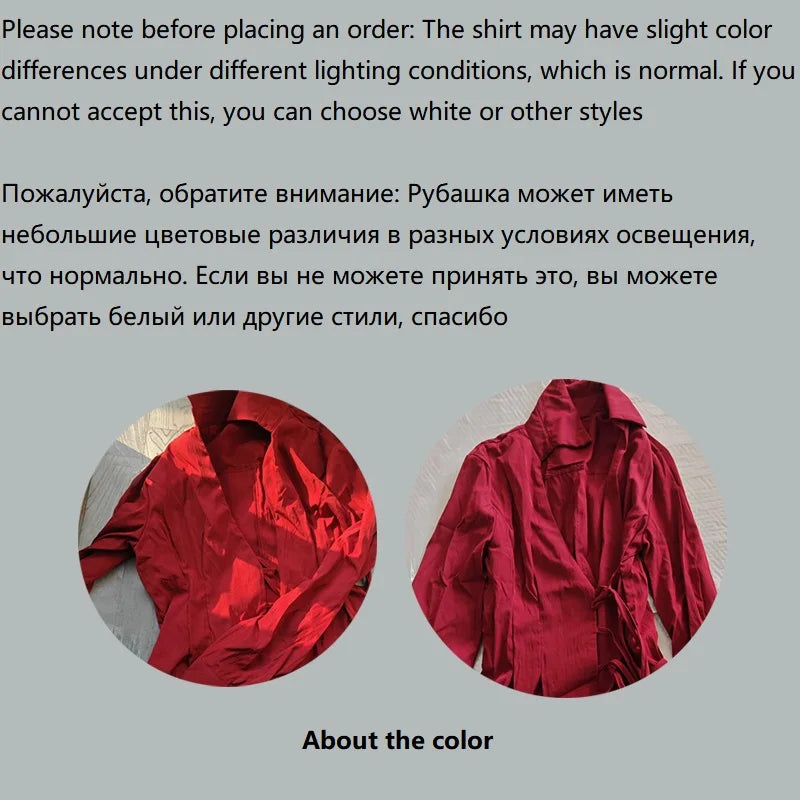 Harajuku Women's Shirt Unique Aesthetic Solid Color Slim Fit Sexy Y2K Girls Tie-Waist Gothic Street Style Casual V-Neck Tops