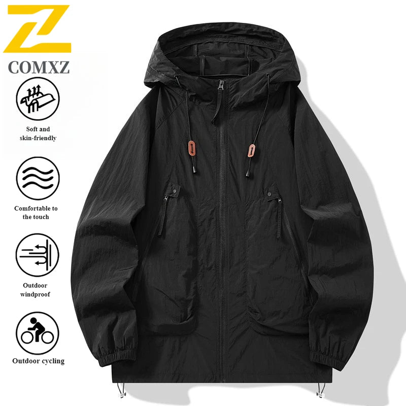 Unisex UPF50+ Ice Silk Hooded Jacket – Ultra Thin Quick-Dry Outdoor Sports Coat