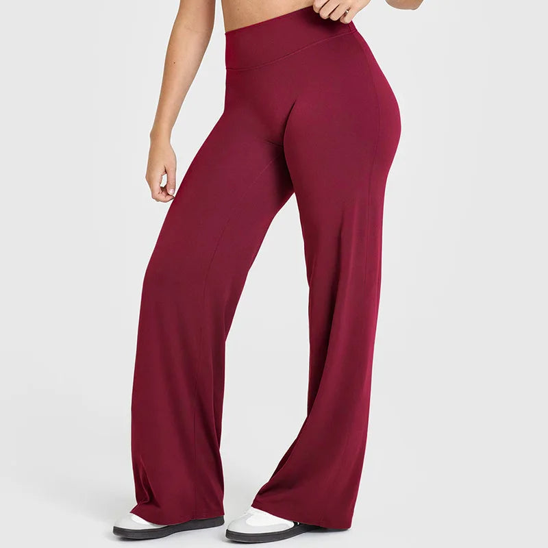 Women's Butter Fabric Straight-Leg Yoga Pants – Ultra Soft Mid-Waist Gym Pilates Trousers