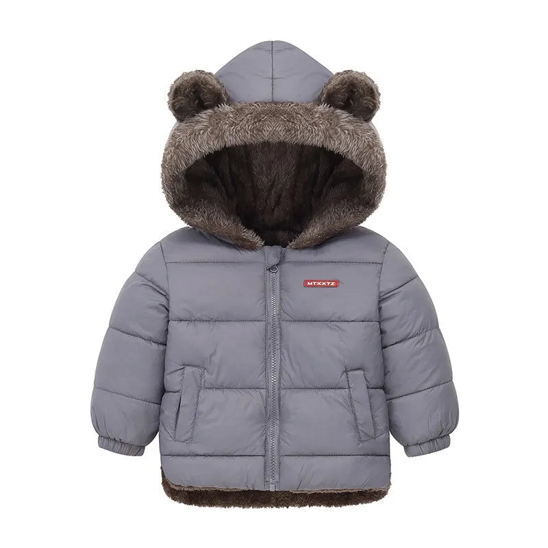 Kids Thick Cashmere Hooded Fleece Coat – Warm Cotton-Padded Winter Jacket Ages 2–6
