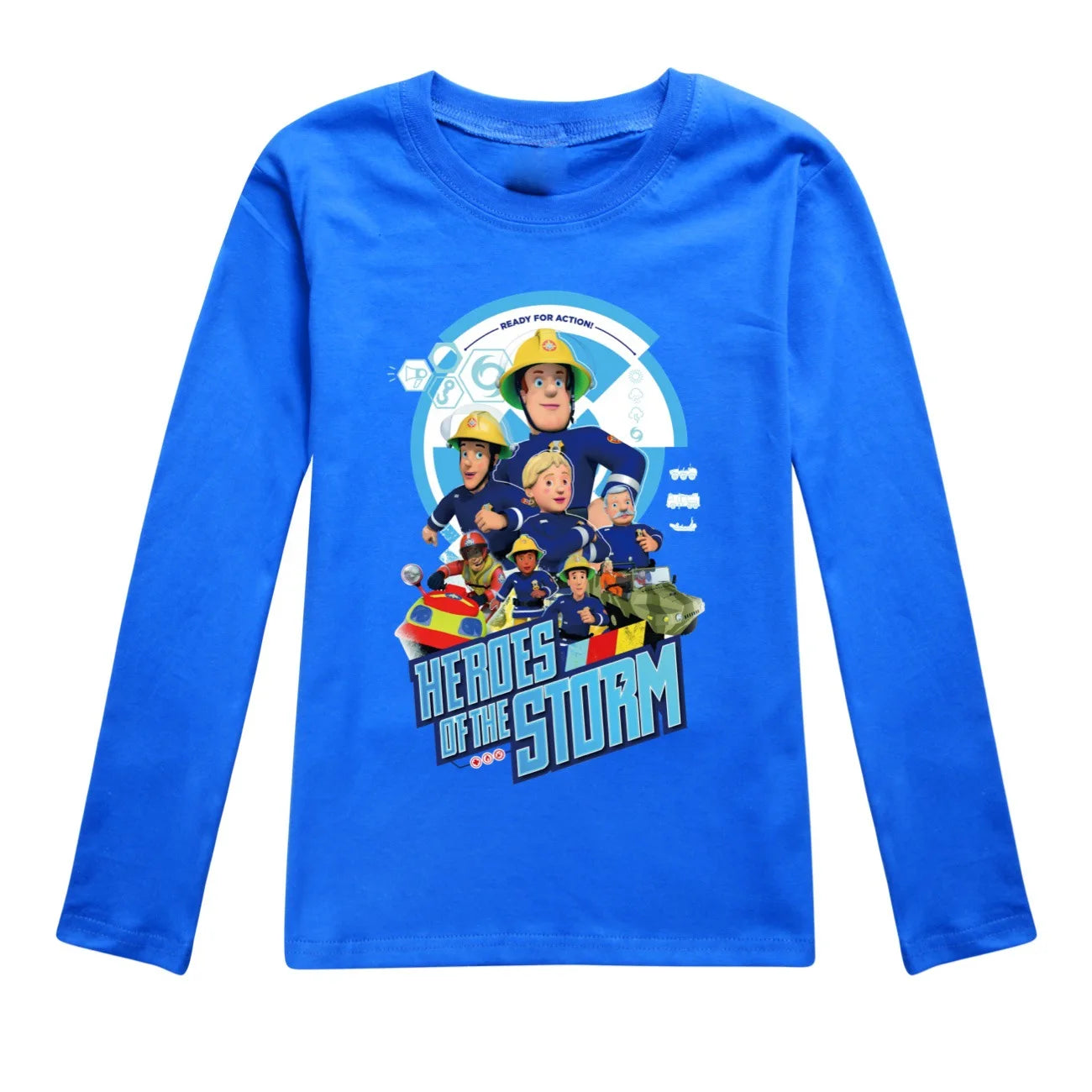 Kids Fireman Sam Long Sleeve T-Shirt – Cartoon Firefighter Cotton Top