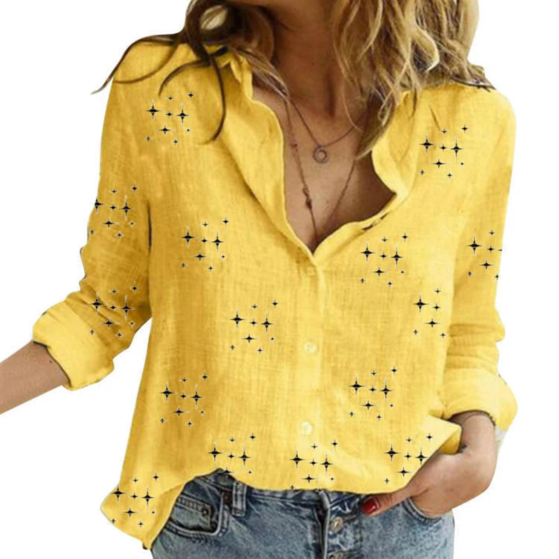 Women's Loose Oversized Button Lapel Cardigan Shirt – Long Sleeve Casual Tunic Blouse