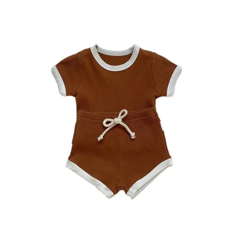 Baby Boy Striped Short Sleeve T-Shirt & Shorts Set – Soft Summer 2-Piece Outfit