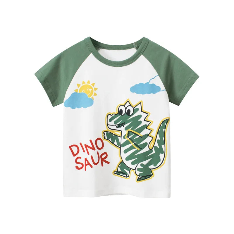 Boys Cartoon Print Short Sleeve T-Shirt – Fun Cotton Kids Tee Ages 2–8
