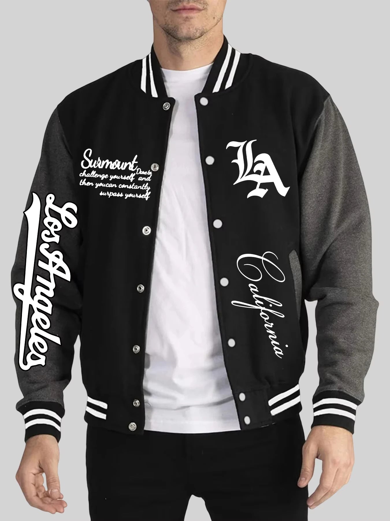 Men's LA Art Letter Baseball Jersey Jacket – Soft Loose Sports Casual Coat
