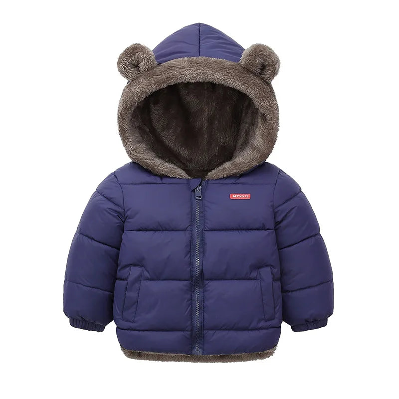 Kids Padded Fleece Thick Hooded Snowsuit Jacket – Warm Cashmere Winter Coat
