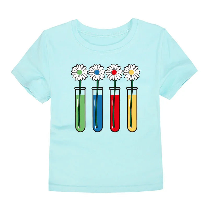 Girls Rainbow Cartoon Cotton T-Shirt – Colorful Summer Tee Ages 2–14