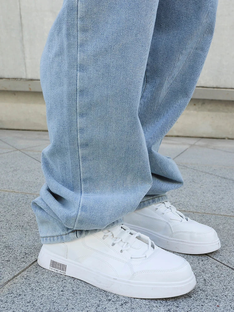 Men's Baggy Oversize Straight Wide Leg Y2K Jeans – Solid Color Streetwear Denim