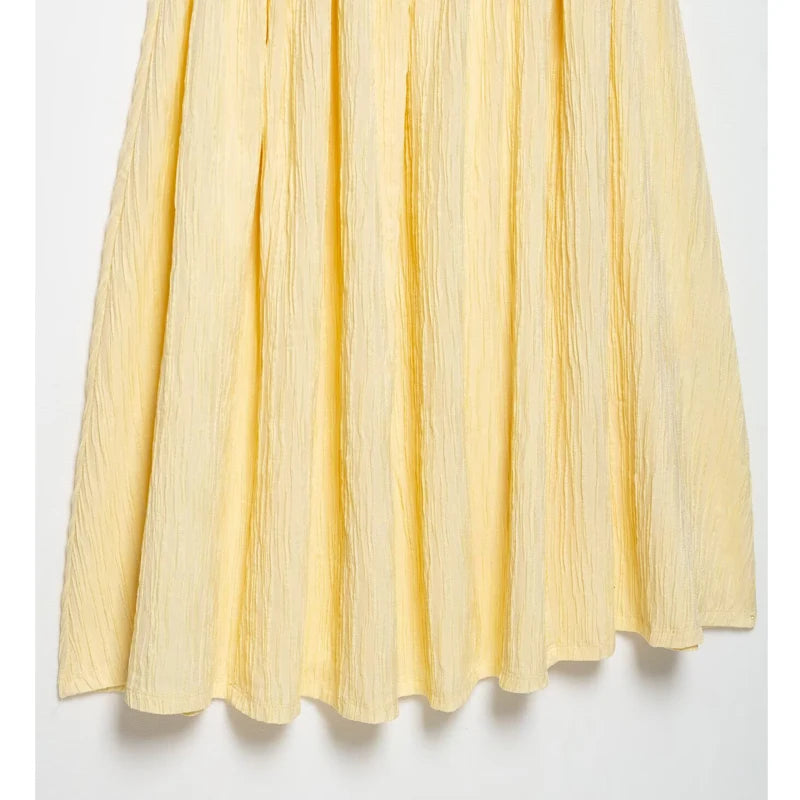 MUJER Pleated Slip Midi Dress Woman Elegant Party Long Dresses for Women Casual Women's Summer Dress Straps Beach Female Dress