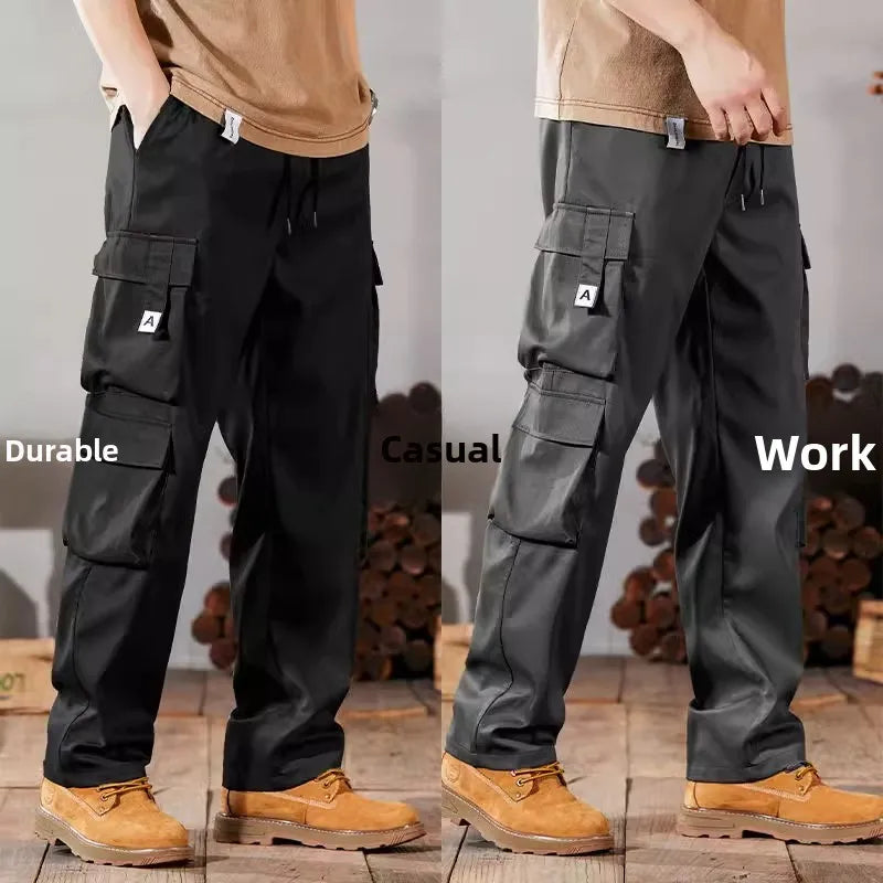 Men's Workwear Pants Large Size Casual Loose Fit Trousers for Construction Wear Summer Wearable Durable Cuffed Pants