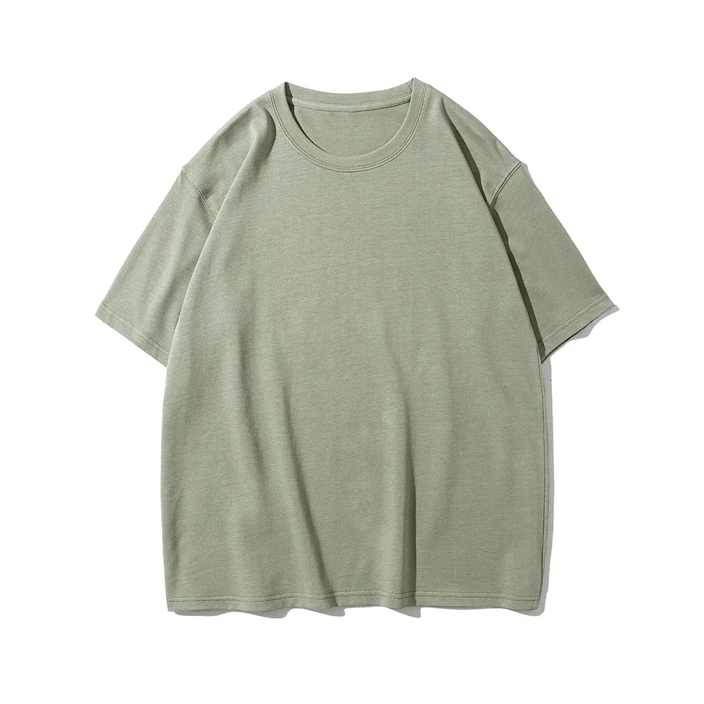 Sypcman Men's Oversized T-Shirt 9.9oz 280 Grams Heavy High Quality Short Sleeve Cotton Tee Solid Color Unisex Streetwear