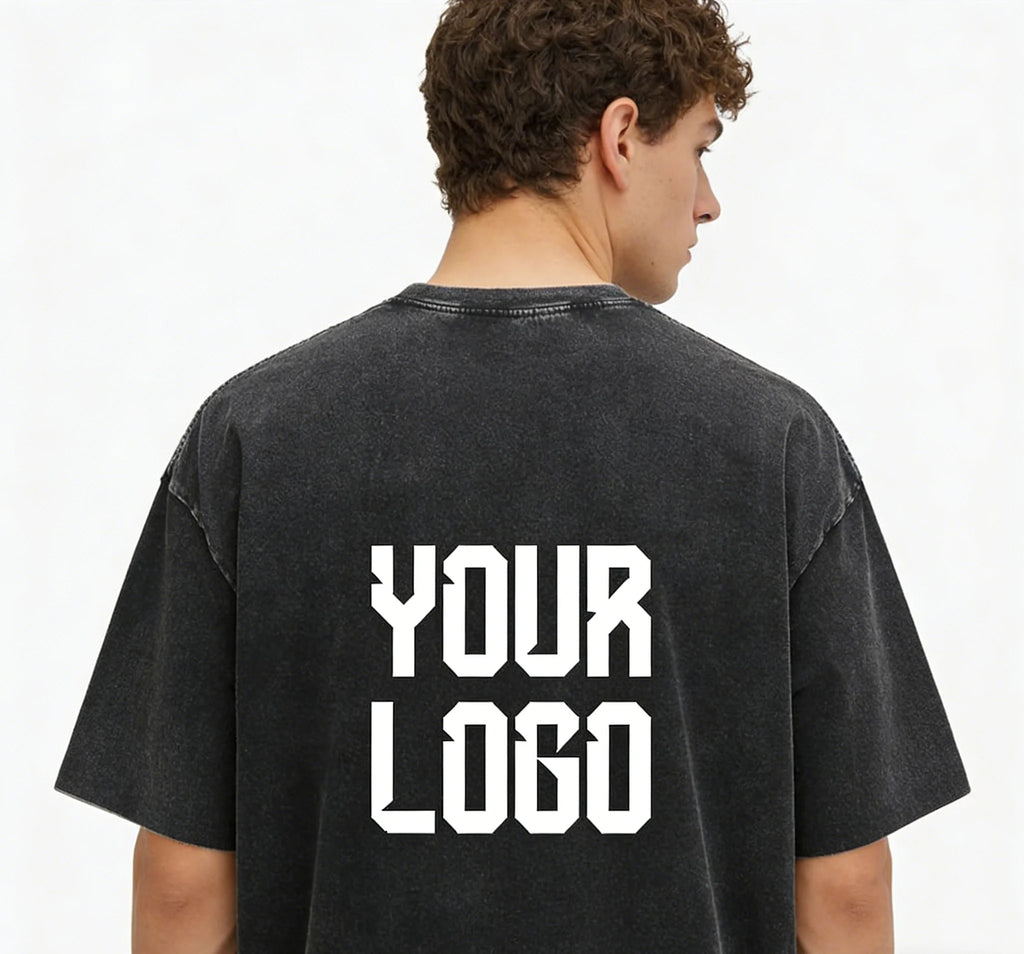 European washed retro round neck short sleeved shirt for men and women, 100% pure cotton, customizable logo