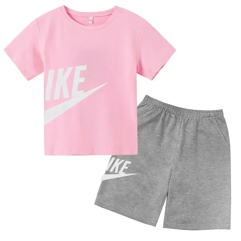 Kids Short Sleeve Top & Shorts 2-Piece Set – Casual Fashion Summer Outfit