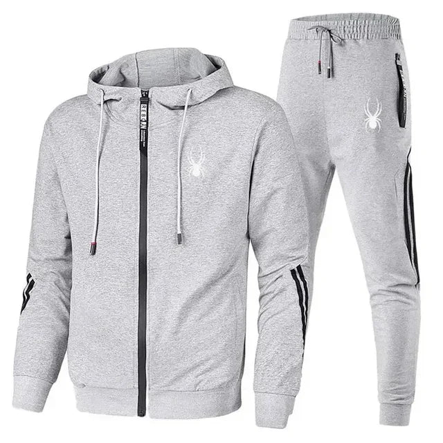 Men's Running Zipper Jacket & Sport Pants Set – Breathable Fitness 2-Piece