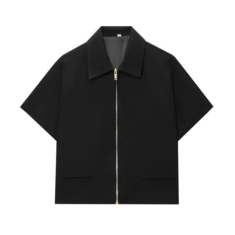 Women's Cropped Short Sleeve Varsity Jacket – Zip-Up Summer Outerwear