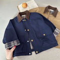 Boys Plaid Spliced Pocket Long Sleeve Jacket – Toddler Outerwear Coat
