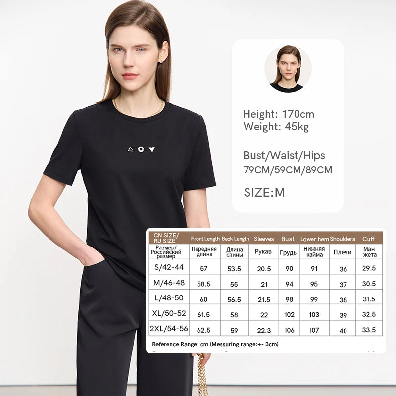 Women's Geometric O-Neck Antibacterial Cotton T-Shirt – Short Sleeve Casual Elastic Tee