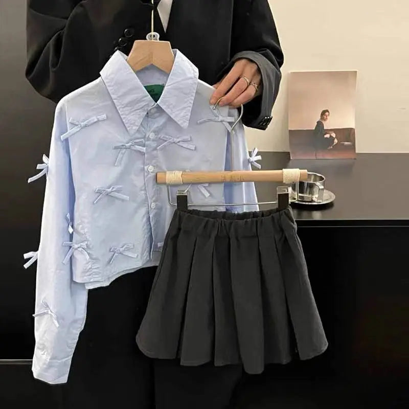 Girls Korean Sweet Bow Shirt – Loose Casual Spring Blouse