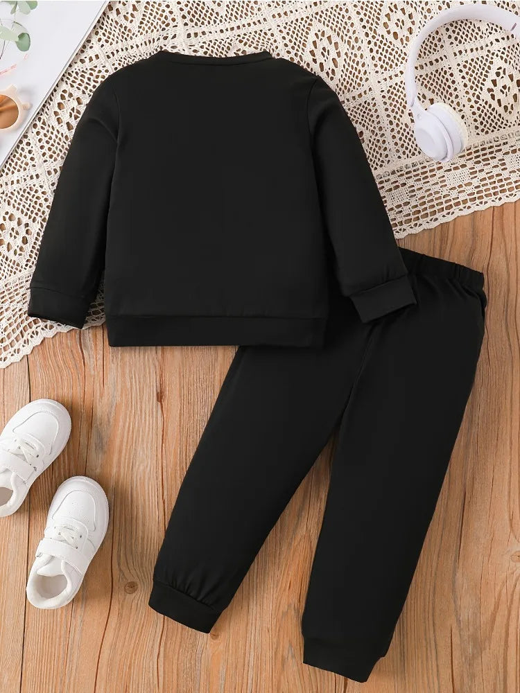 Spring Baby Girls Clothes Set Kid Boy '23' Printed Sweatshirts Pullover Top and Pants 2 Pieces Suit Children Fashion Tracksuits