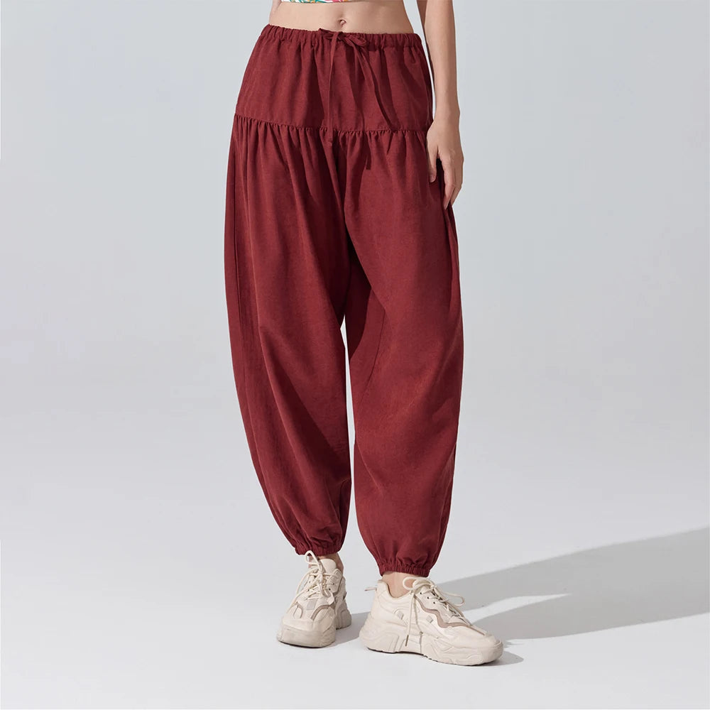 Women's High Waist Drawstring Yoga Boho Harem Pants – Loose Balloon Sweatpants with Pockets