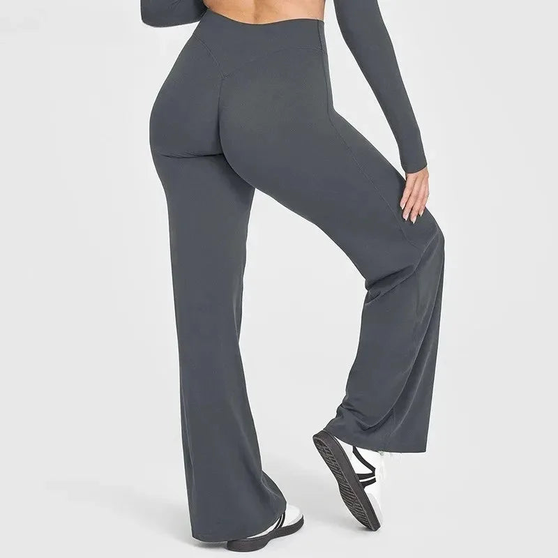 Women's Butter Fabric Straight-Leg Yoga Pants – Ultra Soft Mid-Waist Gym Pilates Trousers