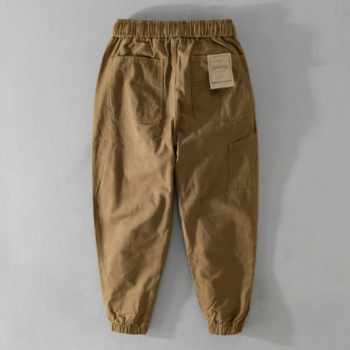 Autumn New Men's Cotton Simple Cargo Pants Casual Solid Color Elastic Waist Soft Street Joggers Men Trousers F7622