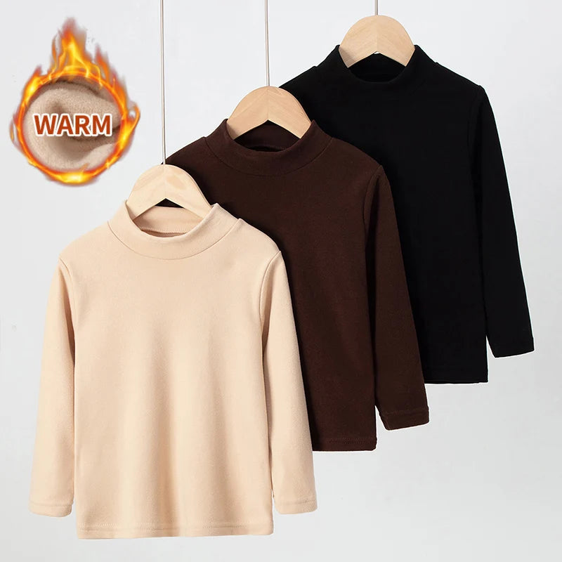 Kids Solid Color Long Sleeve Base Shirt – Soft Casual Layering Top