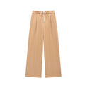 Women's Pleated Baggy Lace-Up Office Pants – Fluid Casual Trousers