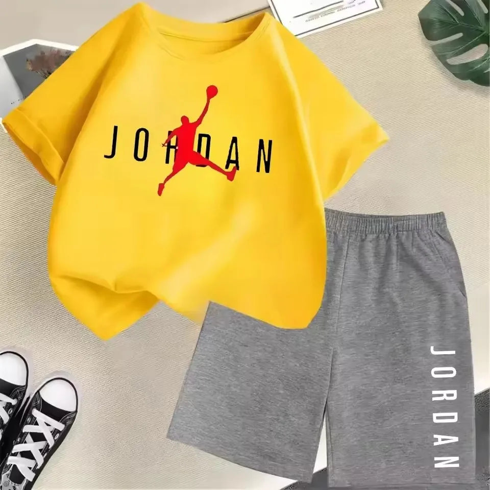 Summer Short Sleeve Children Set Slam Dunk Master Pattern Print Sports T-shirt+Shorts 2pcs Set Kids Boys Girls Fashion Tracksuit