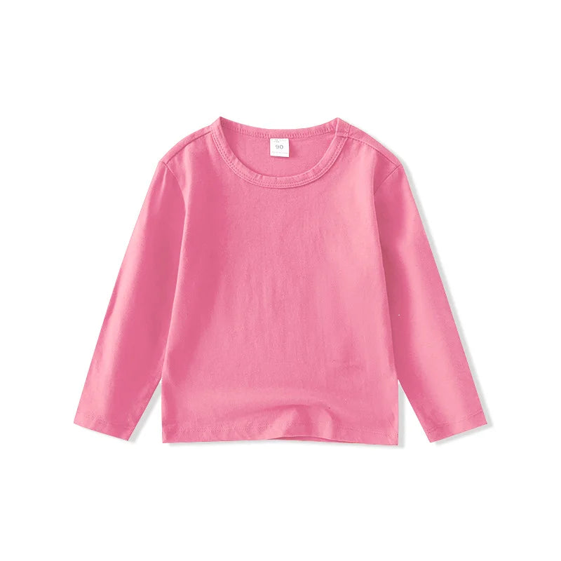Kids White Cotton Long Sleeve T-Shirt – Classic Casual Top for Boys & Girls