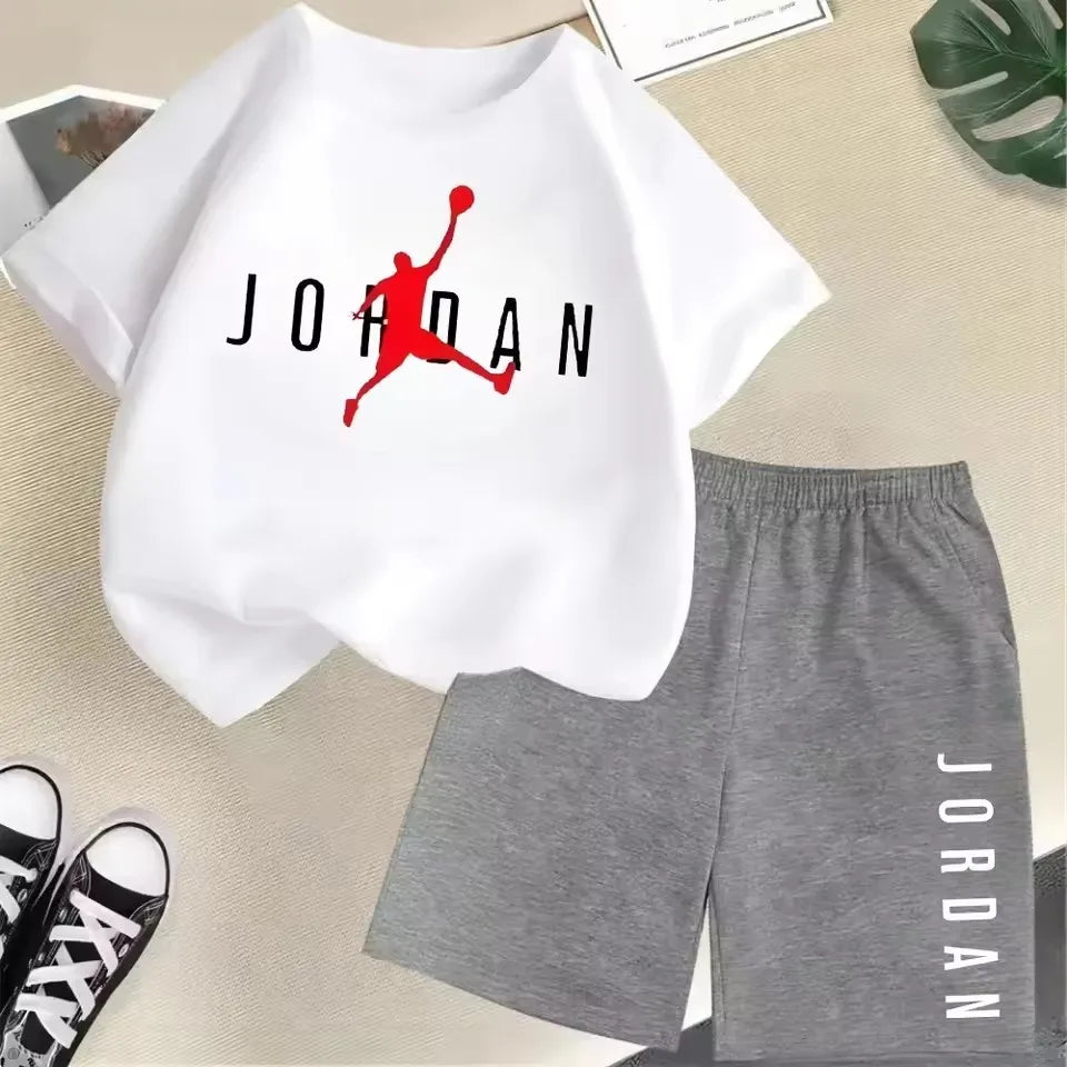 Summer Short Sleeve Children Set Slam Dunk Master Pattern Print Sports T-shirt+Shorts 2pcs Set Kids Boys Girls Fashion Tracksuit