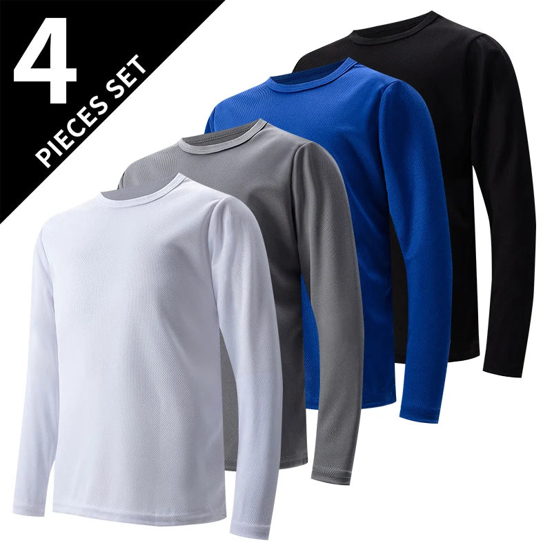Kids Quick-Dry Long Sleeve Sports T-Shirt – Color Matching Running Top