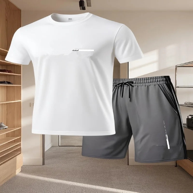 Men's sportswear 2-piece set short sleeved shirt shorts set men's running suit T-shirt men's summer T-shirt
