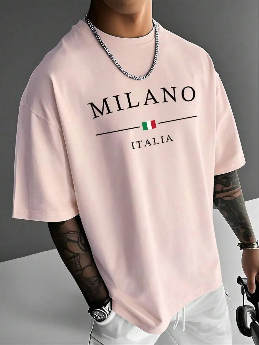 Men's Loose Fit Casual Graphic Print Short Sleeve T-Shirt