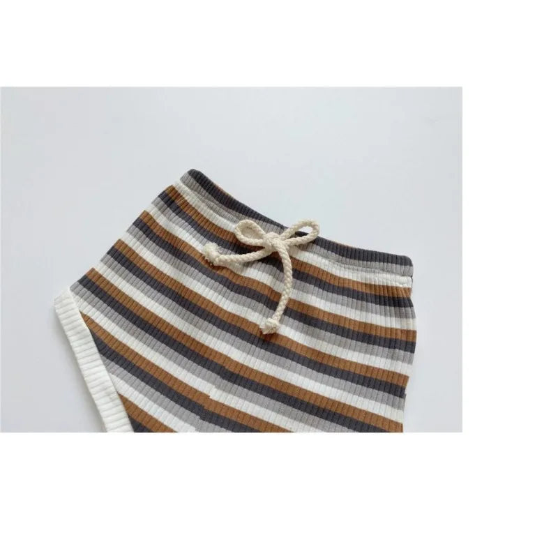 Baby Boy Striped Short Sleeve T-Shirt & Shorts Set – Soft Summer 2-Piece Outfit