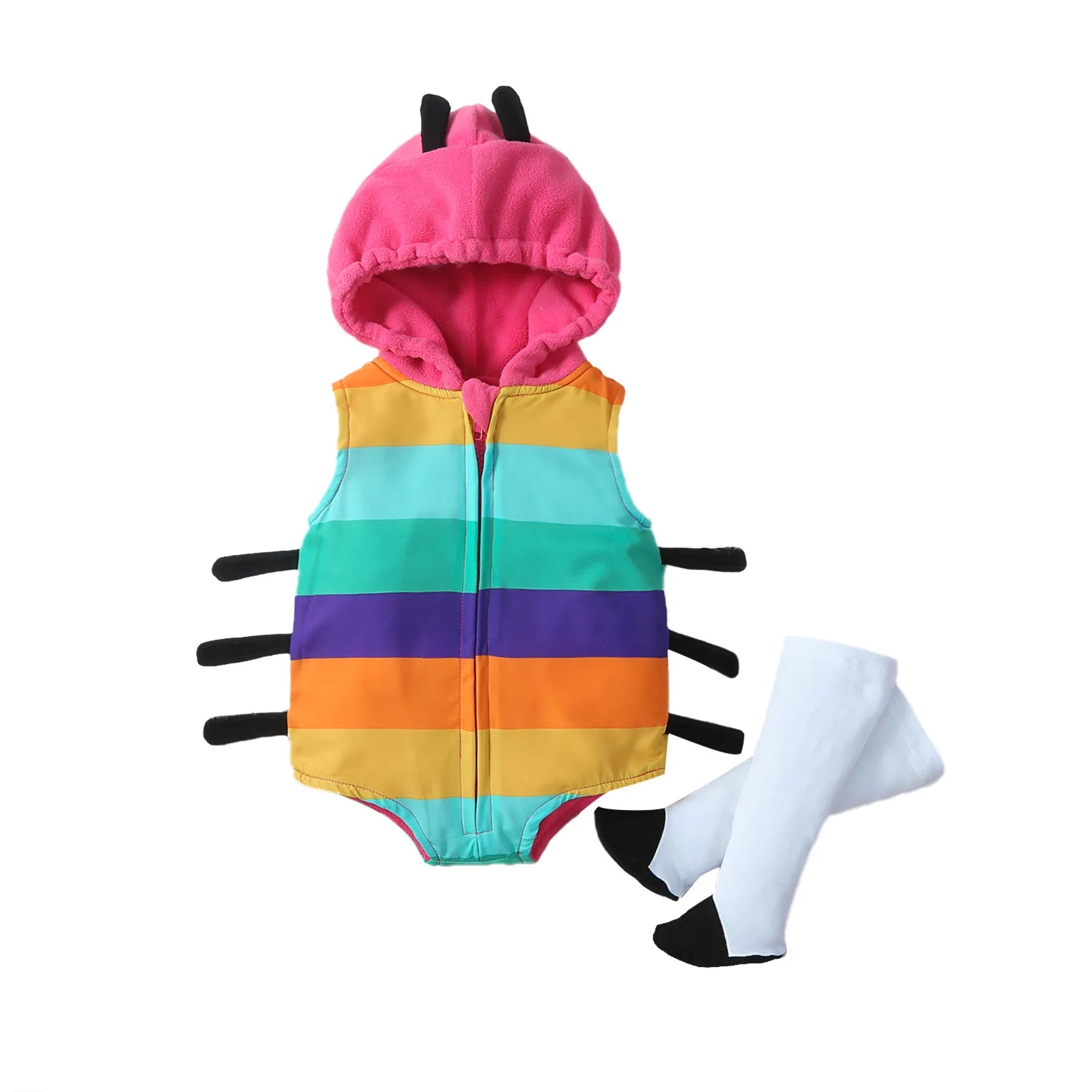 New Designer Cartoon Clothing Zip-up Hooded Romper + Stockings Baby Boy Clothes Baby Girl Casual Sets