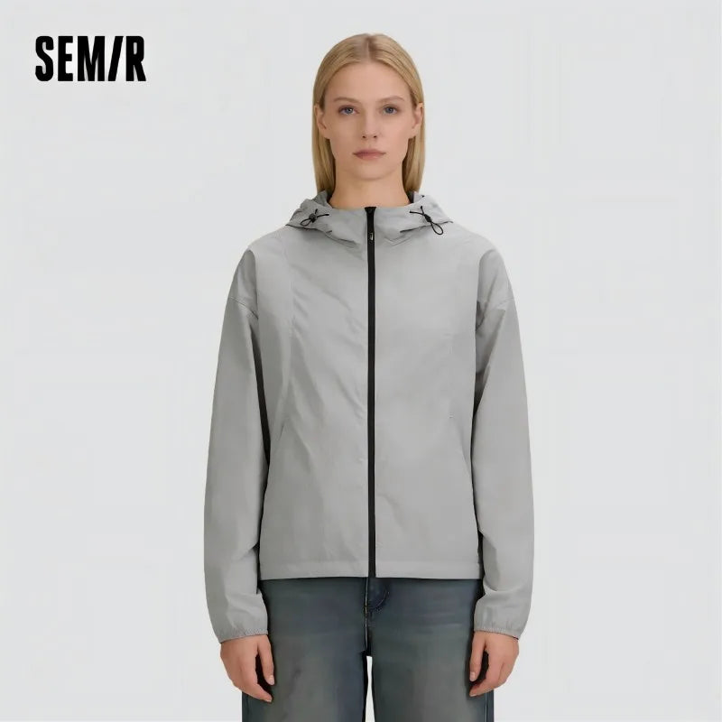 Semir Jacket Women Loose Slimming Summer 2025 New Cool Feeling Hooded Sun Protection Coat for Casual Style