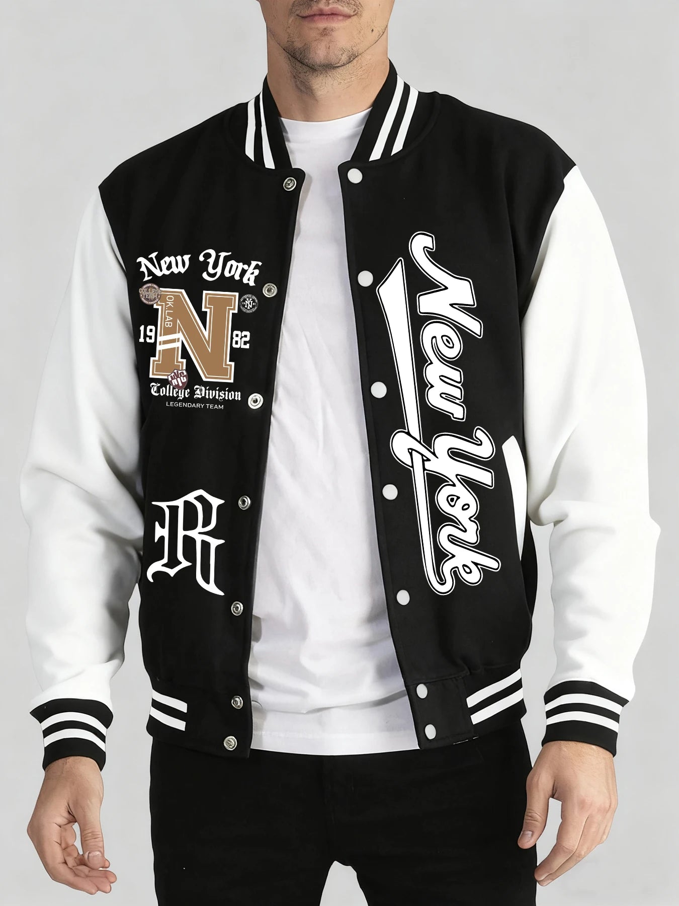 Men's LA Art Letter Baseball Jersey Jacket – Soft Loose Sports Casual Coat