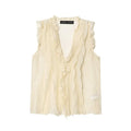 Women's Drapey V-Neck Overlap Decoration Top – Elegant Commute Summer Blouse
