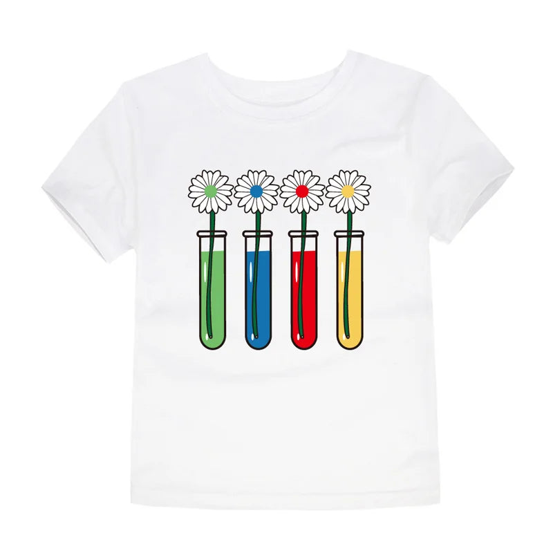 Girls Rainbow Cartoon Cotton T-Shirt – Colorful Summer Tee Ages 2–14