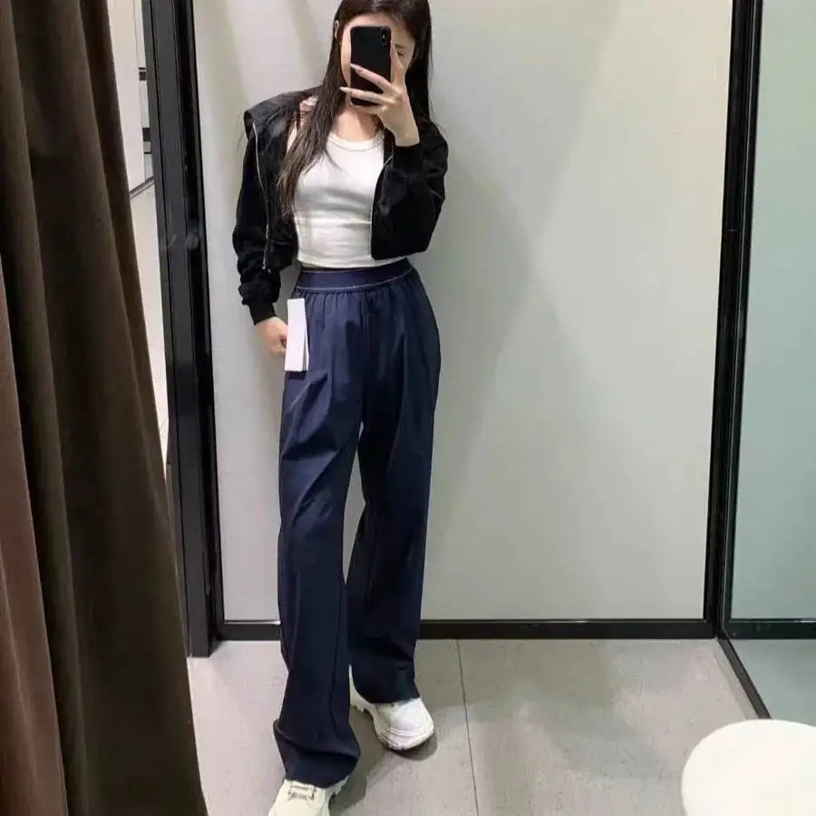 Women's High Waist Wide Leg Yoga Casual Pants – Outdoor Fitness Straight Loose Trousers